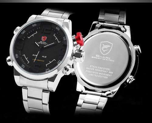 Mens 3D Shark Date Analog Sport Steel Quartz Wrist Watch*Last One*