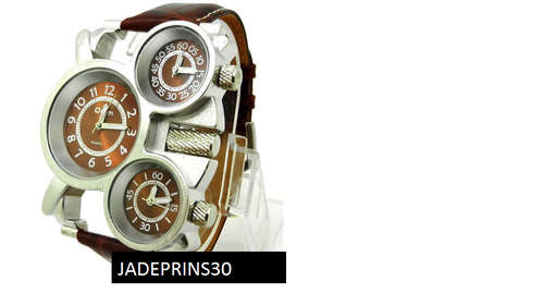 OULM 3 Time Zones Movements Quartz Watch Brown Leather *Real Deal Latest Model*
