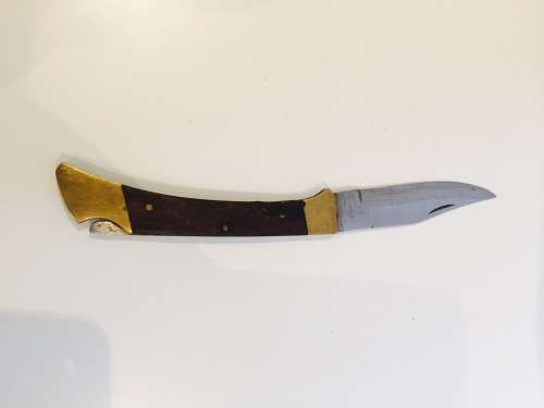 Old Pocket Knife -  brass & wooden handle