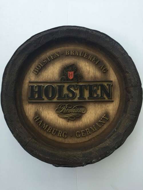 Large Vintage Holsten Beer Barrel Bar Sign 450mm