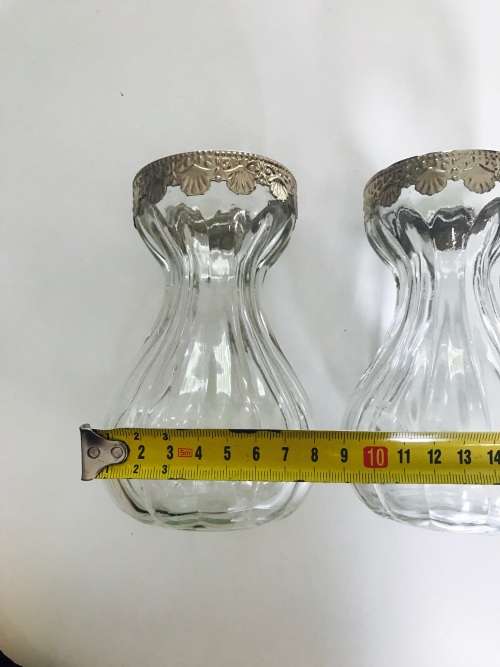 Vintage Glass vases with metal detail