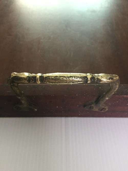 Vintage Tray - Dark wood with brass handles