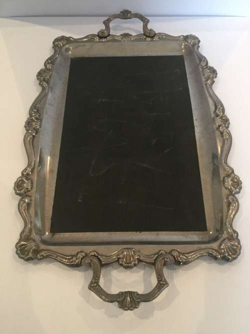 Vintage decorative tray with blackboard chalk