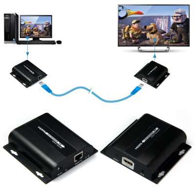 LKV383 Full HD 1080P 120m HDMI Extender IR Control HDbitT Sender Receiver Set Network Cable