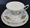 VINTAGE PARAGON TRIO - CUP, SAUCER AND TEA/SIDE PLATE `ANGELIQUE` FINE BONE CHINA ENGLAND CIRCA 1956