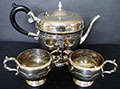 VINTAGE SILVER PLATED VIKING PLATE EM-ESS 3 PIECE FOOTED TEA SET - MADE IN CANADA