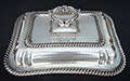 VINTAGE EPNS SILVER PLATED HEAVY RECTANGULAR ENTREE DISH WITH COVER AND DETACHABLE HANDLE