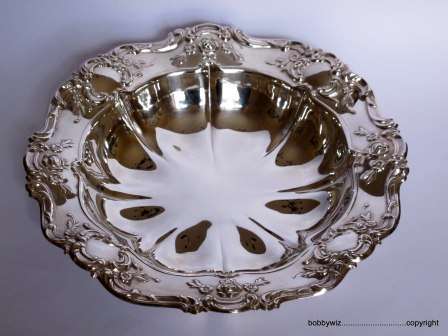 EM.ESS SILVER PLATED ROSE-PATTERNED FRUIT/ DECORATIVE BOWL 28CM VINTAGE / RETRO
