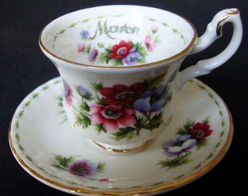 ROYAL ALBERT MARCH ANEMONES MINIATURE DUO CIRCA 1970 - FLOWERS OF THE MONTH SERIES