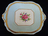 VINTAGE AYNSLEY ENGLAND BONE CHINA CAKE/SANDWICH PLATE WITH GOLD TRIM 26.5CM X 23CM