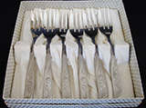 VINTAGE EETRITE STAINLESS STEEL ROSITA CAKE FORKS (BOXED SET OF SIX)