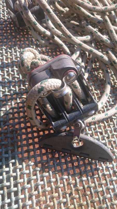 Harken system. All pieces in good condition. I was told it is used for sailing.