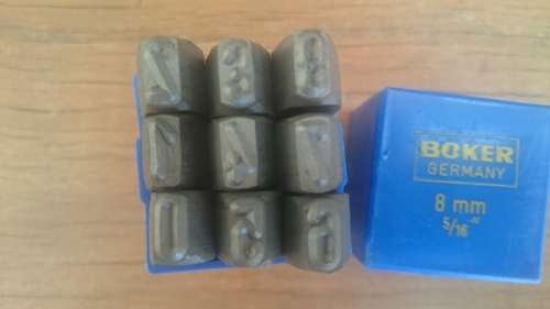 Boker Number Punch set 8 mm West Germany. Unused Like New