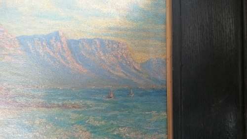Twelve Apostals Cape Town Clifton from Bantry Bay Vintage Oil Historical