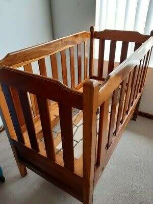 Dark Wooden Vintage Retro Baby Cot