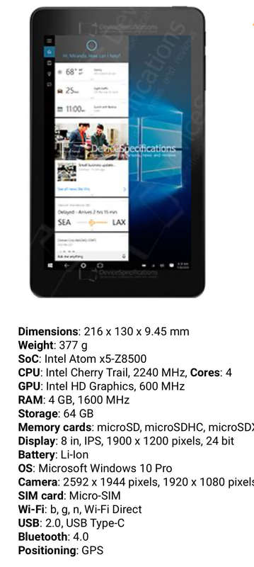 Dell Venue 8 Pro - 5855 - WINDOWS 10 PRO Tablet