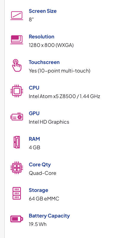 Dell Venue 8 Pro - 5855 - WINDOWS 10 PRO Tablet