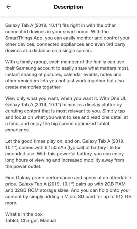 Samsung GALAXY TAB A 10.1 2019