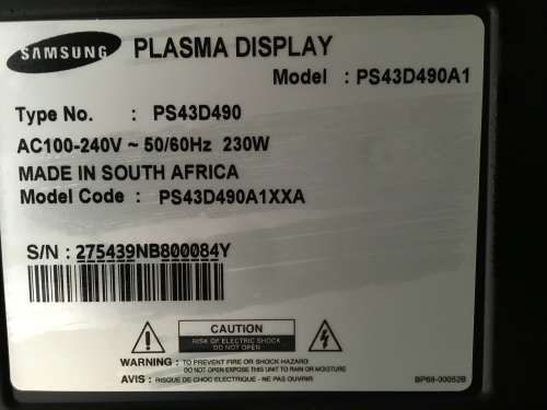 Plasma 3D HD TV 43 Inch