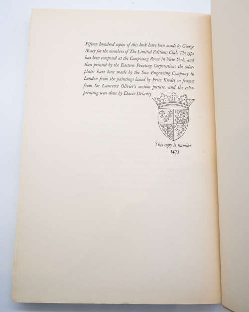 The Life of King Henry V by William Shakespeare (Limited Edition - Illustrator Fritz Kredel)