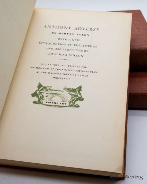 Anthony Adverse by Hervey Allen - 3 vol (Signed Limited Edition - Illustrator Edward A Wilson)