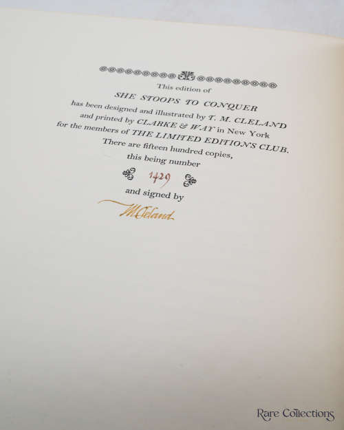 She Stoops to Conquer by Goldsmith, Oliver (Signed Limited - Illustrator T. M. Cleland)