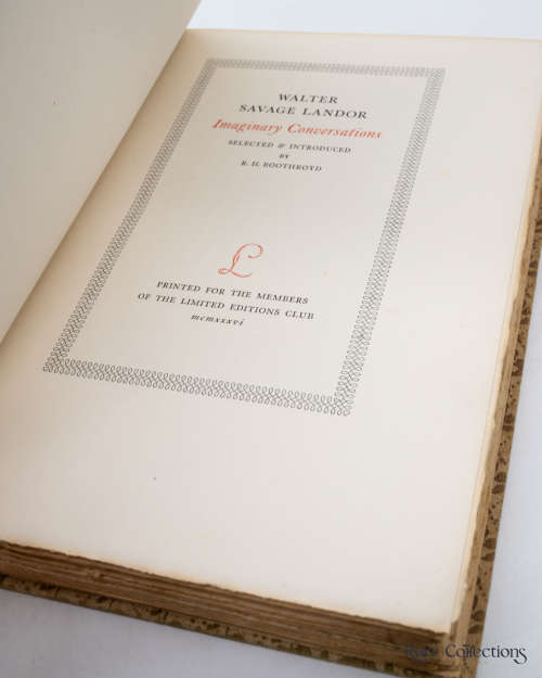 Imaginary Conversations by Walter Savage Landor (Signed by Designer Giovanni Mardersteig)