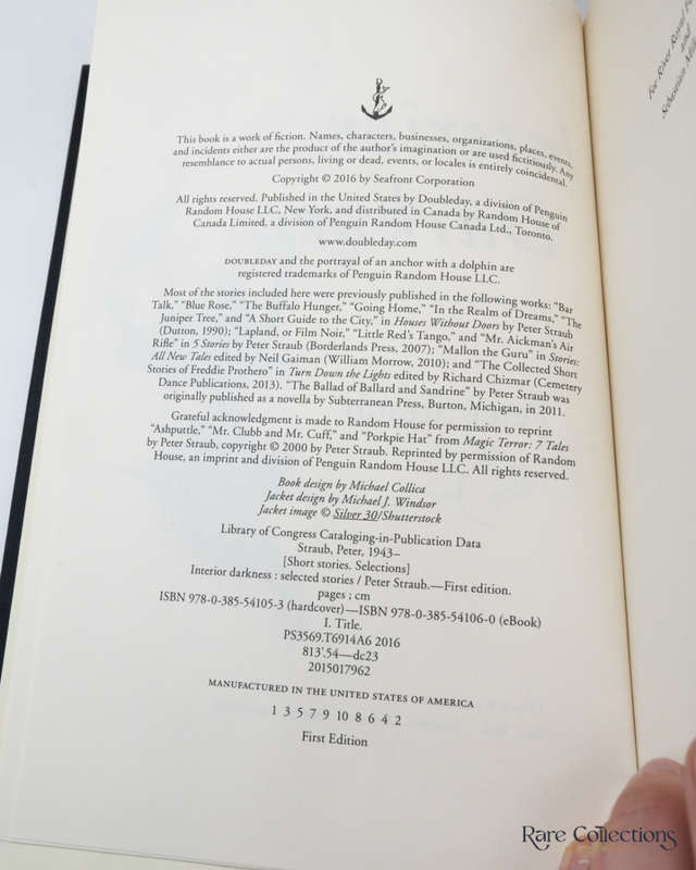 Interior Darkness: Selected Stories by Peter Straub - signed copy