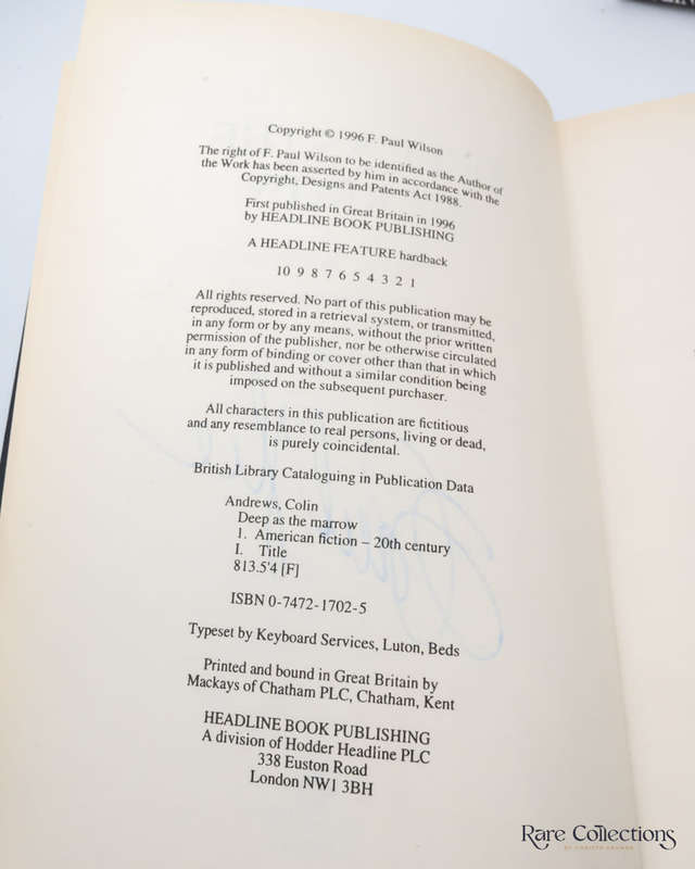 Deep As the Marrow by Colin Andrews (Aka F. Paul Wilson) - signed