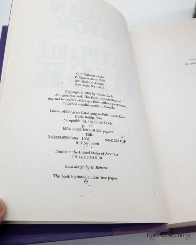 Acceptable Risk by Robin Cook - signed
