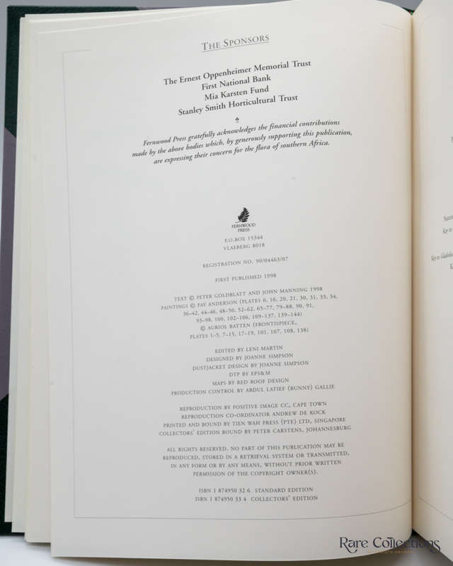 Gladiolus in Southern Africa by Peter Goldblatt & John Manning (Collector`s Edition)