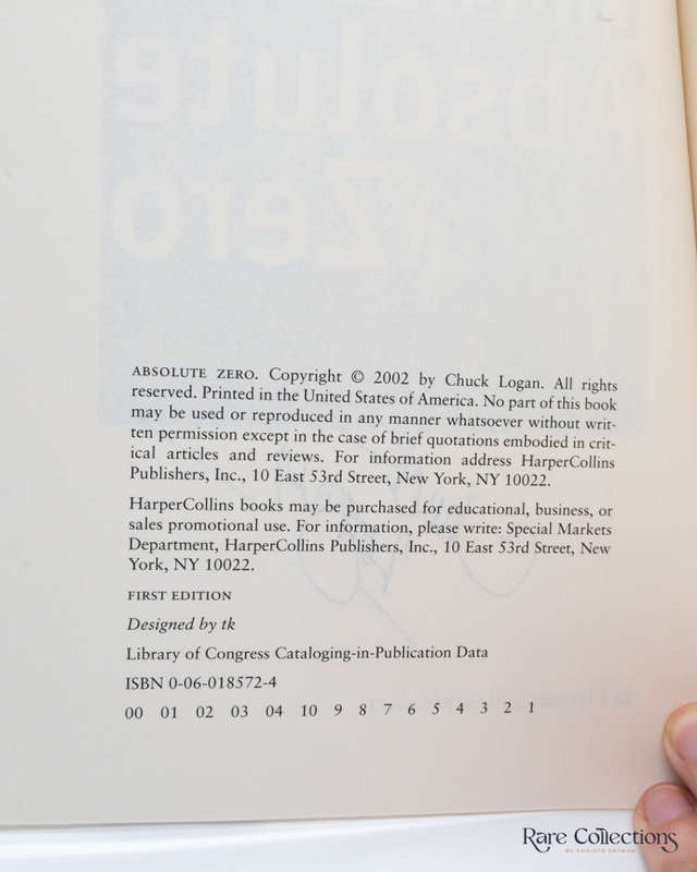Absolute Zero by Chuck Logan - Signed ARC