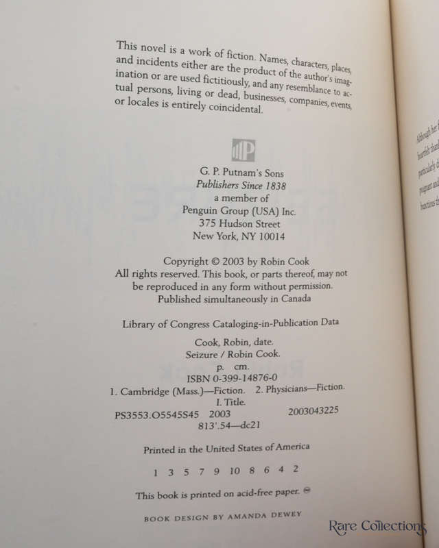 Seizure by Robin Cook - signed copy