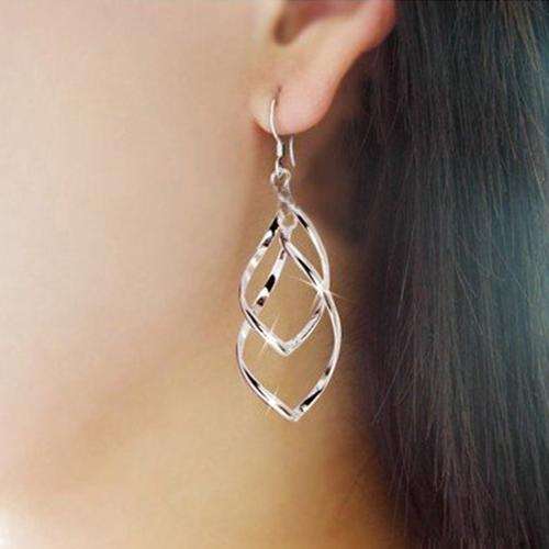 **DAZZLING** 925 Sterling Silver Dangle Twist Earrings