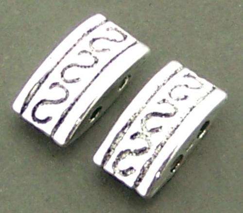 Antique Silver 2-holed Spacers - 4pcs