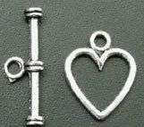 Silverplated HEART Toggle Clasps