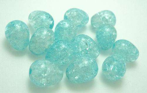 TURQUOISE Crackle Glass Teardrops - 10mm x 13mm