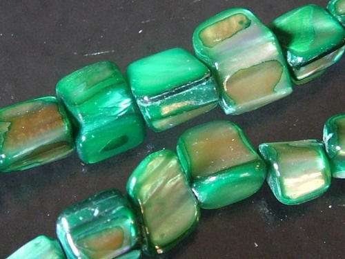 EMERALD GREEN Shell Nuggets  - 40cm string