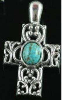 Tibetan Silver & Turquoise Pendant - 44mm