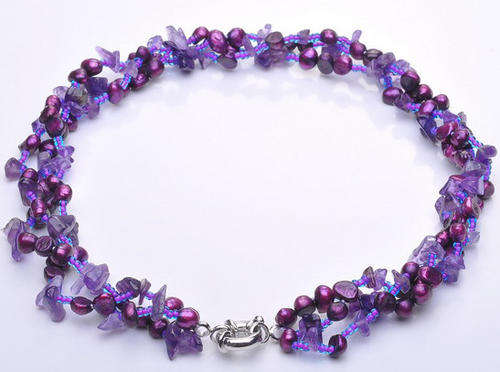 **MULTI-STRAND** Purple Freshwater Nugget Pearl Necklace