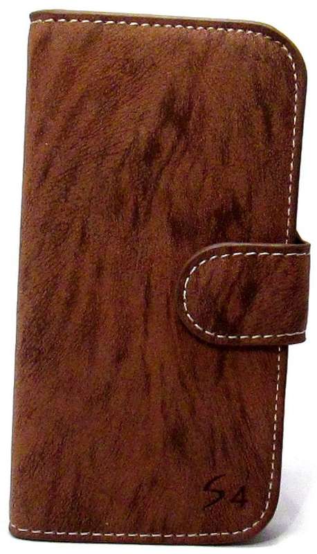 Samsung Galaxy S4 Leather Flip Case (Brown, Camel, Grey)