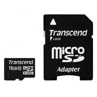 Transcend 16GB MicroSDHC Card Plus Adapter, Class10