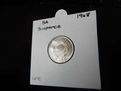 1948 UNC Silver Sixpence King George VI
