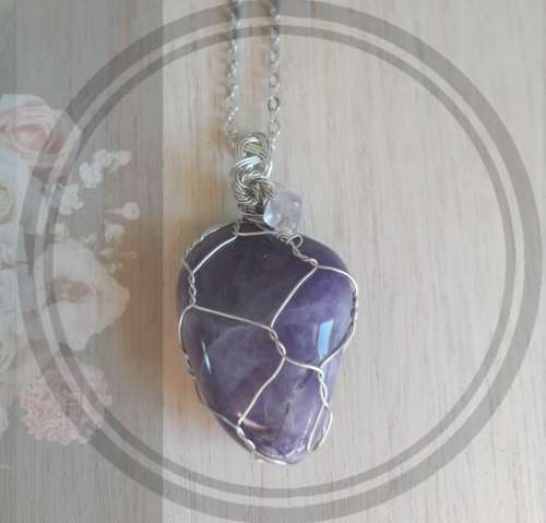 Amethyst wrapped Pendant Necklace