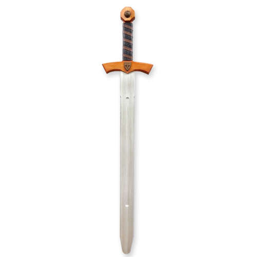 Wooden Viking Shield + 1 Wooden Crusader Sword (72 cm size sword) Set