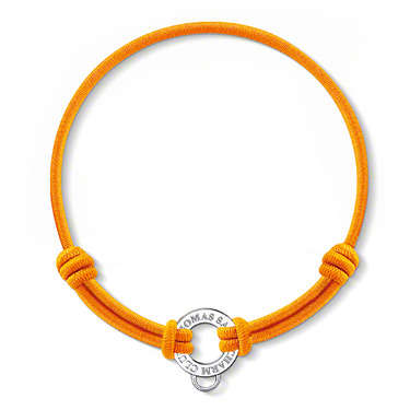 Designer's Silver and Orange Cotton-rubber Bracelet
