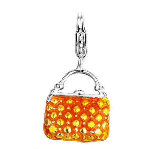 Designer's Silver Orange Dior Bag Charm*imported