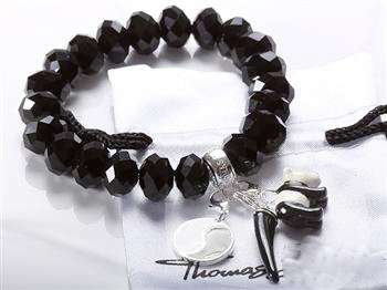 Designer's Silver and Black Crystals bracelet with 3 Special Charms *imported