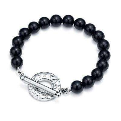 Designer's Silver and Black Onyx Co-Toggle Bracelet *imported