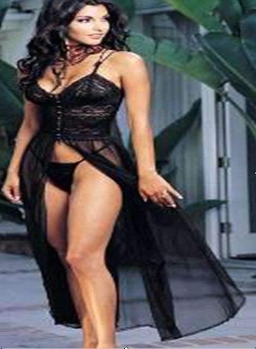 Sexy Mystery Long Dress Lingerie in Black